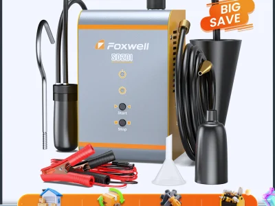 ماكينة دخان السيارات FOXWELL SD201 ضاغط هواء مدمج EVAP أنبوب عادم فراغ اختبار تشخيصي كاشف تسرب الدخان