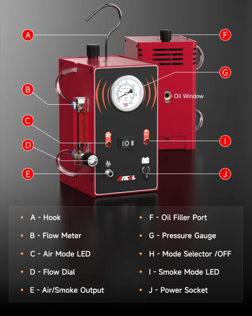 ⁦ANCEL S300 سيارة كاشف تسرب الدخان EVAP الأنابيب مولد التدخين الأنابيب تسرب محلل تستر نظام EVAP أدوات التشخيص⁩ - الصورة ⁦6⁩