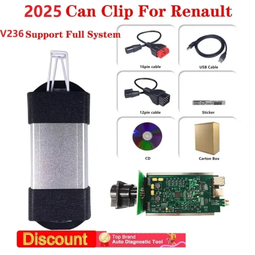 برنامج CAN Clip V236 – أداة تشخيص و برمجة احترافية لأنظمة رينو، متعددة اللغات، تدعم Reprog وCan-M لتسهيل أعمال الورش الفنية