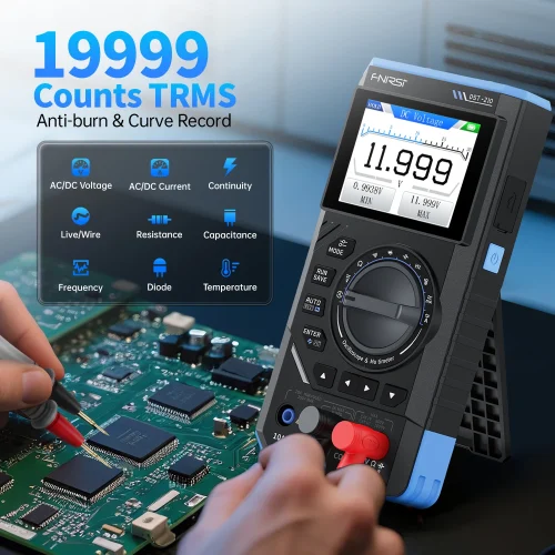 ⁦FNIRSI DST-210 وDST-201 3 في 1 ملتقط الذبذبات الرقمي المتعدد 19999 التهم المحمولة راسم الذبذبات أداة كهربائية⁩ - الصورة ⁦2⁩