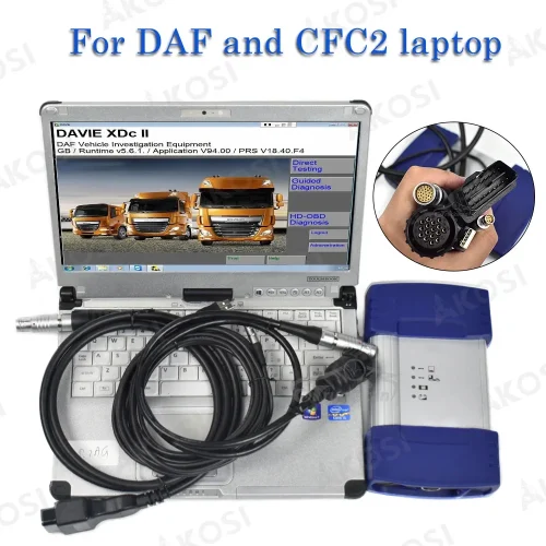 حلول تشخيص مبتكرة لشاحنات DAF - جهاز Davie 5.6.1 مع VCI-560 MUX وكمبيوتر Toughbook CFC2