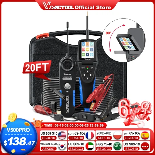 "VDIAGTOOL V500PRO: جميع أدوات فحص دوائر الكهرباء في جهاز واحد - من مقياس متعدد إلى راسم ذبذبات!"