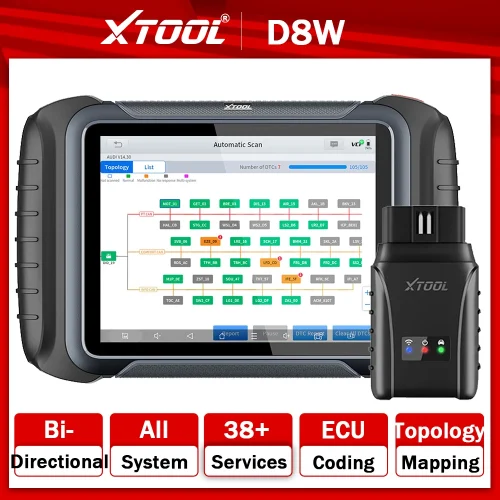 أداة تشخيص السيارات XTOOL D8W – الترقية الأحدث من D8BT، تدعم DoIP، تشخيص شامل لجميع الأنظمة، برمجة المفاتيح، ترميز وحدة التحكم الإلكترونية، و38+ وظيفة إعادة تعيين، مع دعم CANFD الحديث