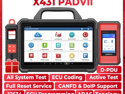 LAUNCH X-431 PAD7  J2534 Smartlink ماسح ضوئي للسيارات برمجة تلقائية عبر الإنترنت مسح obd تحديث مجاني لمدة عامين