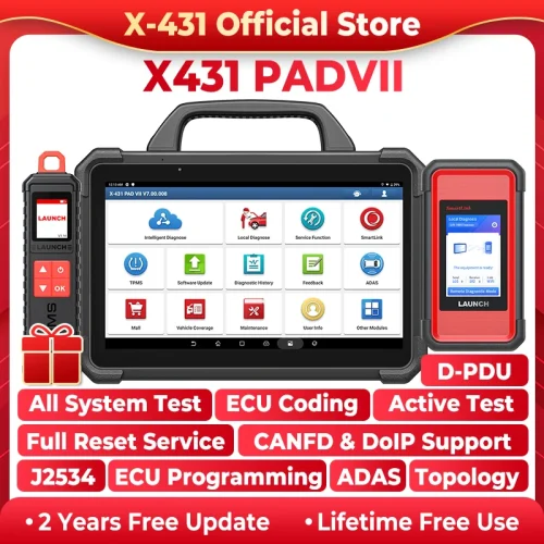 LAUNCH X-431 PAD7  J2534 Smartlink ماسح ضوئي للسيارات برمجة تلقائية عبر الإنترنت مسح obd تحديث مجاني لمدة عامين