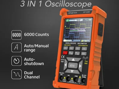Signal Generator, Oscilloscope & Multimeter 3-in-1 Functional Instruments 50MHz Dual-Channel Bandwidth, 6000 Character Display