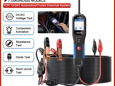 VDIAGTOOL V200 V200PRO مسبار دائرة الطاقة 12 فولت 24 فولت جهاز فحص الدائرة الكهربائية للسيارات أدوات تشخيص النظام الكهربائي مع كابل 40FT