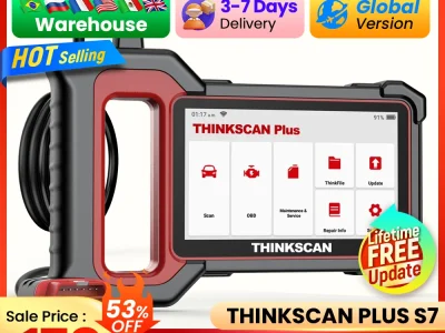 THINKSCAN PLUS S7 – ماسح OBD2 احترافي لتشخيص السيارات مع 5 خدمات إعادة تعيين مجانية